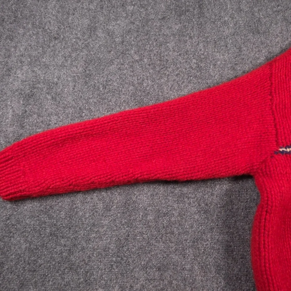 J.Crew Hand Knit Crewneck Sweater Mens XL Red Wool Striped Pullover